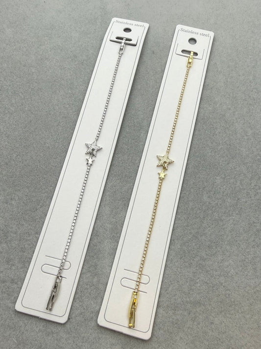 Yıldız Charm Detaylı Zirkon Taşlı Çelik Bileklik