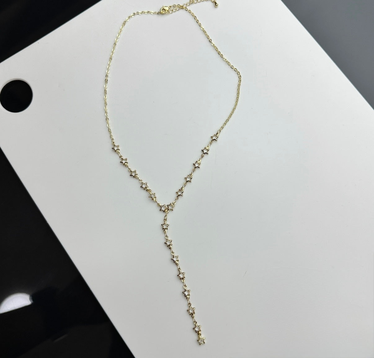 Yıldız Zincirli Lariat Altın Kaplama Kolye